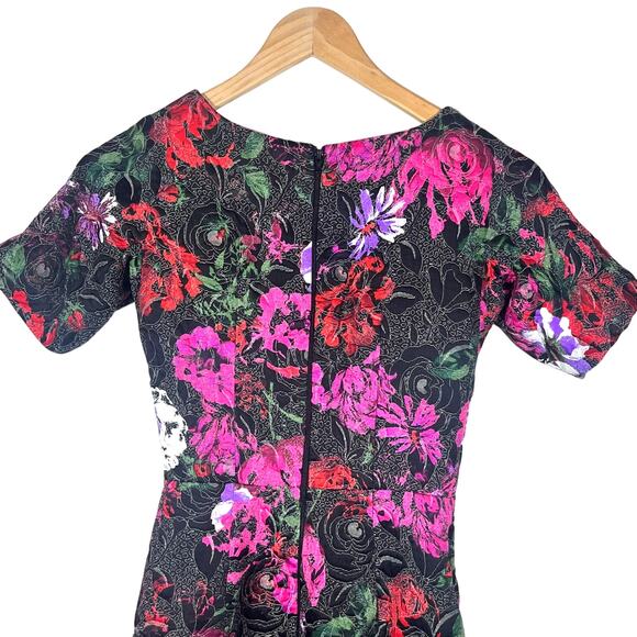ASOS Petite Jacquard Floral Black & Pink Brocade Dress with Pockets Size 00 - Picture 6 of 9